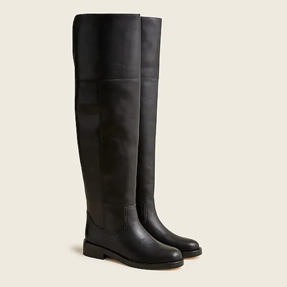 NIB J. Crew Leather Over-The-Knee Riding Boots - Black